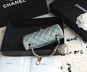  Chanel Classic Mini Bag With Hook Lambskin Light Green - 19x11x7cm - 5