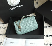  Chanel Classic Mini Bag With Hook Lambskin Light Green - 19x11x7cm - 3