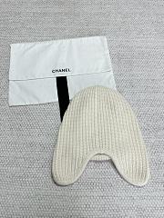 Chanel Knit Earflap Beanie Hat with CC Logo White - 6