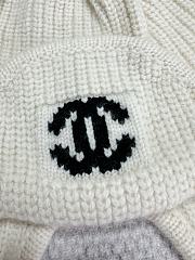 Chanel Knit Earflap Beanie Hat with CC Logo White - 2
