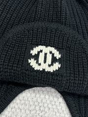 Chanel Knit Earflap Beanie Hat with CC Logo Black - 2