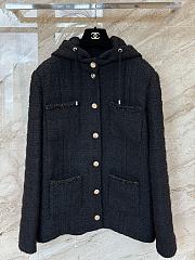 Chanel Hooded Tweed Jacket Black - 1