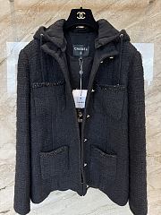 Chanel Hooded Tweed Jacket Black - 6