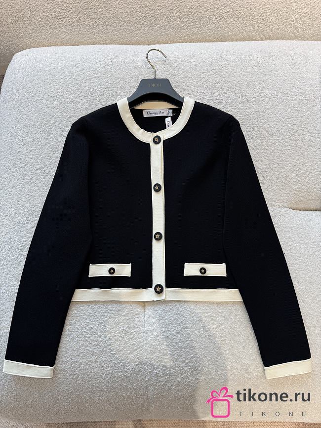 Dioriviera Cropped Jacket Black and Ecru Technical Knit - 1