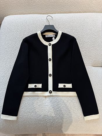 Dioriviera Cropped Jacket Black and Ecru Technical Knit