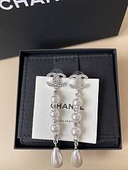Spring-Summer 2025 Chanel Earrings Metal Strass & Imitation Pearls Silver Tone White & Crystal - 3