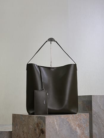 YSL Bold Hobo Bag In Smooth Leather Khaki - 37x42x16cm