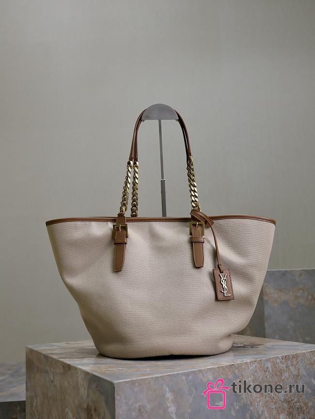 YSL Saint Laurent Cassandre-tag In Canvas And Vegetable-Tanned Leather - 47x30x25cm - 1