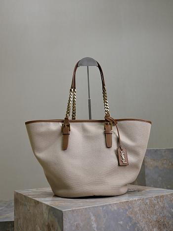 YSL Saint Laurent Cassandre-tag In Canvas And Vegetable-Tanned Leather - 47x30x25cm