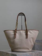 YSL Saint Laurent Cassandre-tag In Canvas And Vegetable-Tanned Leather - 47x30x25cm - 3