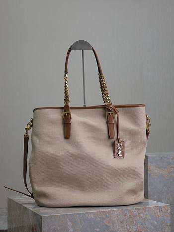 YSL Saint Laurent Shopping In Canvas And Vegetable-Tanned Leather - 36x38x15cm