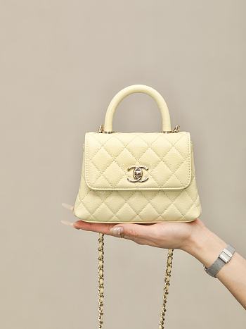 Chanel 24 Coco Handle Grained Calfskin Light Yellow 14cm