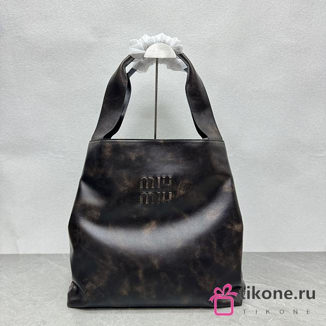 Miumiu Leather Hobo Bag Coffee 5BC119 - 38.5x11x39cm - 1