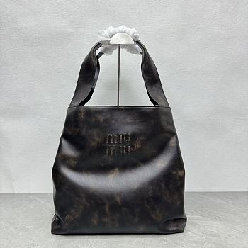 Miumiu Leather Hobo Bag Coffee 5BC119 - 38.5x11x39cm