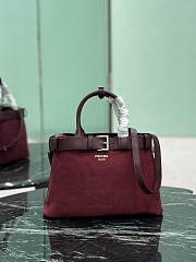 Prada Buckle Medium Suede Bag With Belt Burgundy 1BA434 - 32x23x11cm - 6