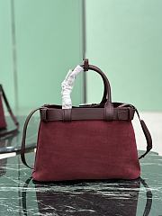 Prada Buckle Medium Suede Bag With Belt Burgundy 1BA434 - 32x23x11cm - 4