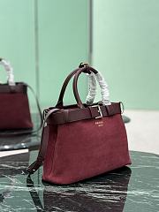 Prada Buckle Medium Suede Bag With Belt Burgundy 1BA434 - 32x23x11cm - 3