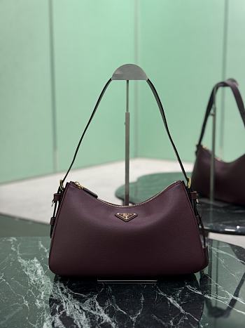Prada Aimee Medium Leather Shoulder Bag Burgundy 1BC229 - 31x18x10cm