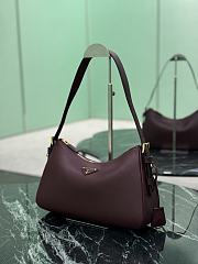 Prada Aimee Medium Leather Shoulder Bag Burgundy 1BC229 - 31x18x10cm - 3