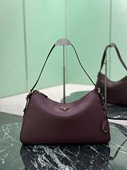Prada Aimee Large Leather Shoulder Bag Burgundy 1BC228 - 39x23x12cm - 4