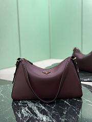 Prada Aimee Large Leather Shoulder Bag Burgundy 1BC228 - 39x23x12cm - 2