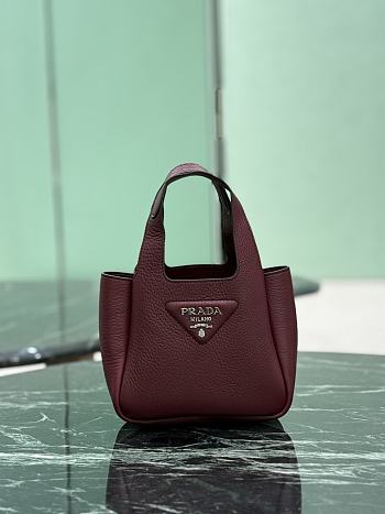 Prada Leather Top Handle Mini Bag Burgundy 1BA349 - 15.5×18×10cm