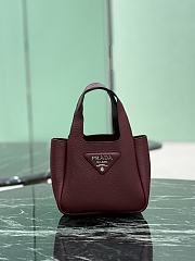Prada Leather Top Handle Mini Bag Burgundy 1BA349 - 15.5×18×10cm - 3