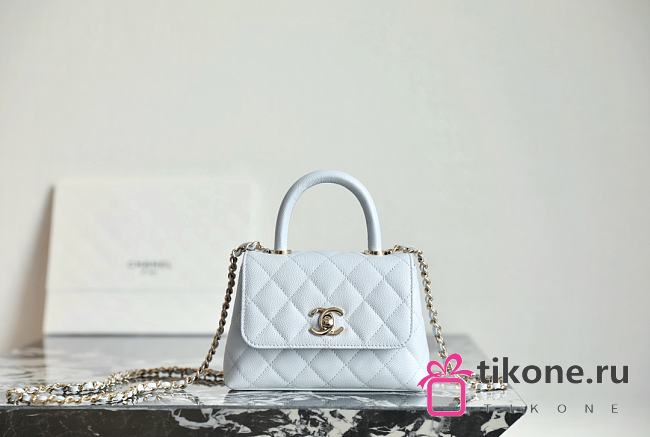 Chanel 24 Coco Handle Grained Calfskin Light Blue 14cm - 1