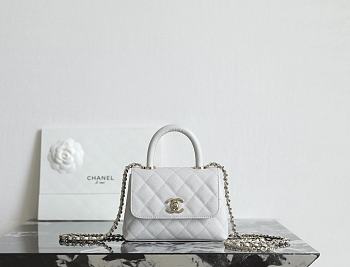 Chanel 24 Coco Handle Grained Calfskin Gray 14cm
