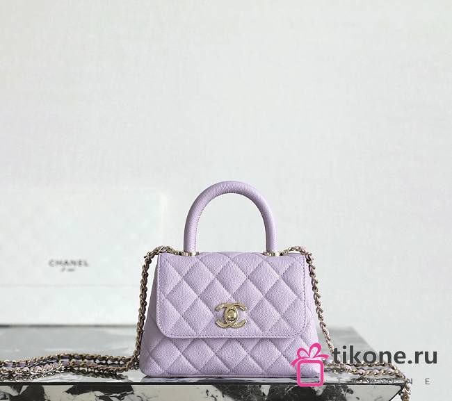 Chanel 24 Coco Handle Grained Calfskin Purple 14cm - 1