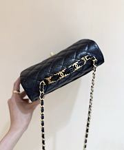 Fall-Winter 2025/26 Chanel Mini Flap Bag with Top Handle Grained Shiny Calfskin & Gold Tone Metal Black - 12x19.5x6.5cm - 6