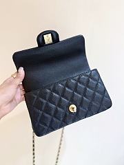 Fall-Winter 2025/26 Chanel Mini Flap Bag with Top Handle Grained Shiny Calfskin & Gold Tone Metal Black - 12x19.5x6.5cm - 4