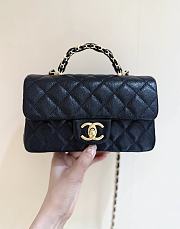 Fall-Winter 2025/26 Chanel Mini Flap Bag with Top Handle Grained Shiny Calfskin & Gold Tone Metal Black - 12x19.5x6.5cm - 3