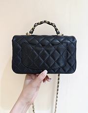 Fall-Winter 2025/26 Chanel Mini Flap Bag with Top Handle Grained Shiny Calfskin & Gold Tone Metal Black - 12x19.5x6.5cm - 2