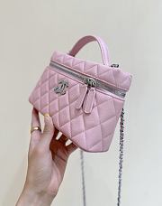 Chanel Vanity with Chain Shiny Grained Calfskin Strass & Silver Tone Metal Pink - 17x19.5x5cm - 4