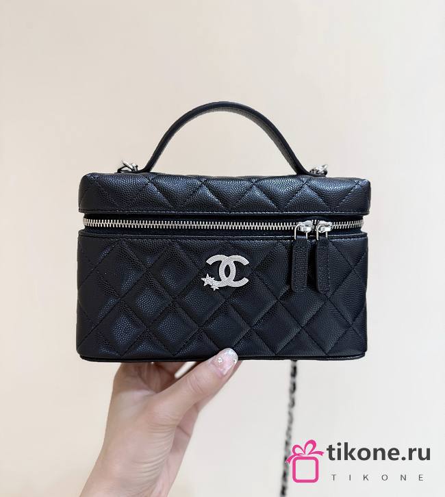 Chanel Vanity with Chain Shiny Grained Calfskin Strass & Silver Tone Metal Black - 17x19.5x5cm - 1
