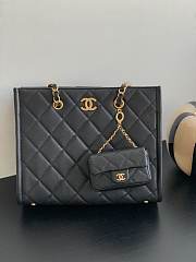 Chanel Caviar Quilted Chain Large Shopping Tote With Coin Purse Black - 29×25×12cm - 1