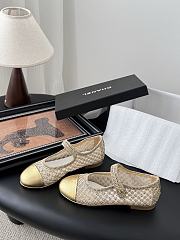 Chanel Mary Janes Mesh Sequins & Grosgrain Gold - 2