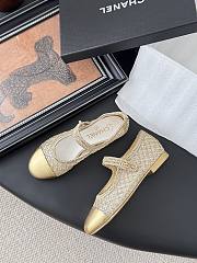 Chanel Mary Janes Mesh Sequins & Grosgrain Gold - 3