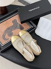 Chanel Mary Janes Mesh Sequins & Grosgrain Gold - 4