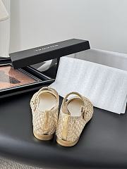 Chanel Mary Janes Mesh Sequins & Grosgrain Gold - 6