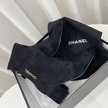 Chanel Suede Logo Ankle Boots Black 6.5cm