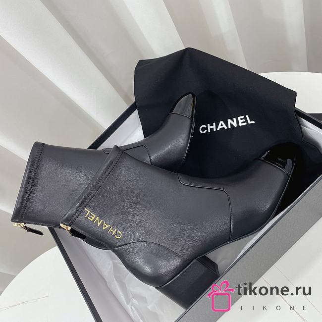 Chanel Lambskin Logo Ankle Boots Black 6.5cm - 1