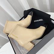 Chanel Lambskin Logo Ankle Boots Beige 6.5cm - 6