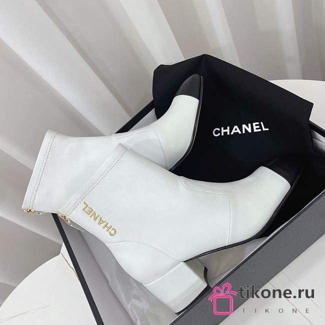 Chanel Lambskin Logo Ankle Boots White 6.5cm - 1