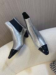 Chanel Shiny Crumpled Calfskin Ankle Boots Silver 5cm - 6