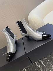 Chanel Shiny Crumpled Calfskin Ankle Boots Silver 5cm - 5