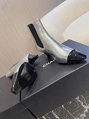 Chanel Shiny Crumpled Calfskin Ankle Boots Silver 5cm - 3