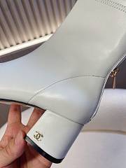 Chanel Leather Ankle Boots with Patent Cap Toe & Chain White 6.5cm - 3