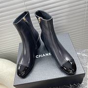 Chanel Leather Ankle Boots with Patent Cap Toe Black 6.5cm - 6